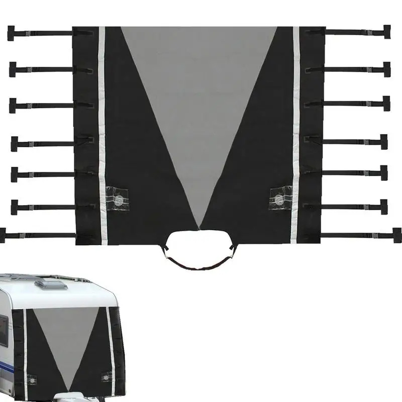 

Travel Trailer RV Cover 210D Oxford Cloth RV Front Covering Panel With LED Lights Windproof Camper Cover 4 Layers Breathable