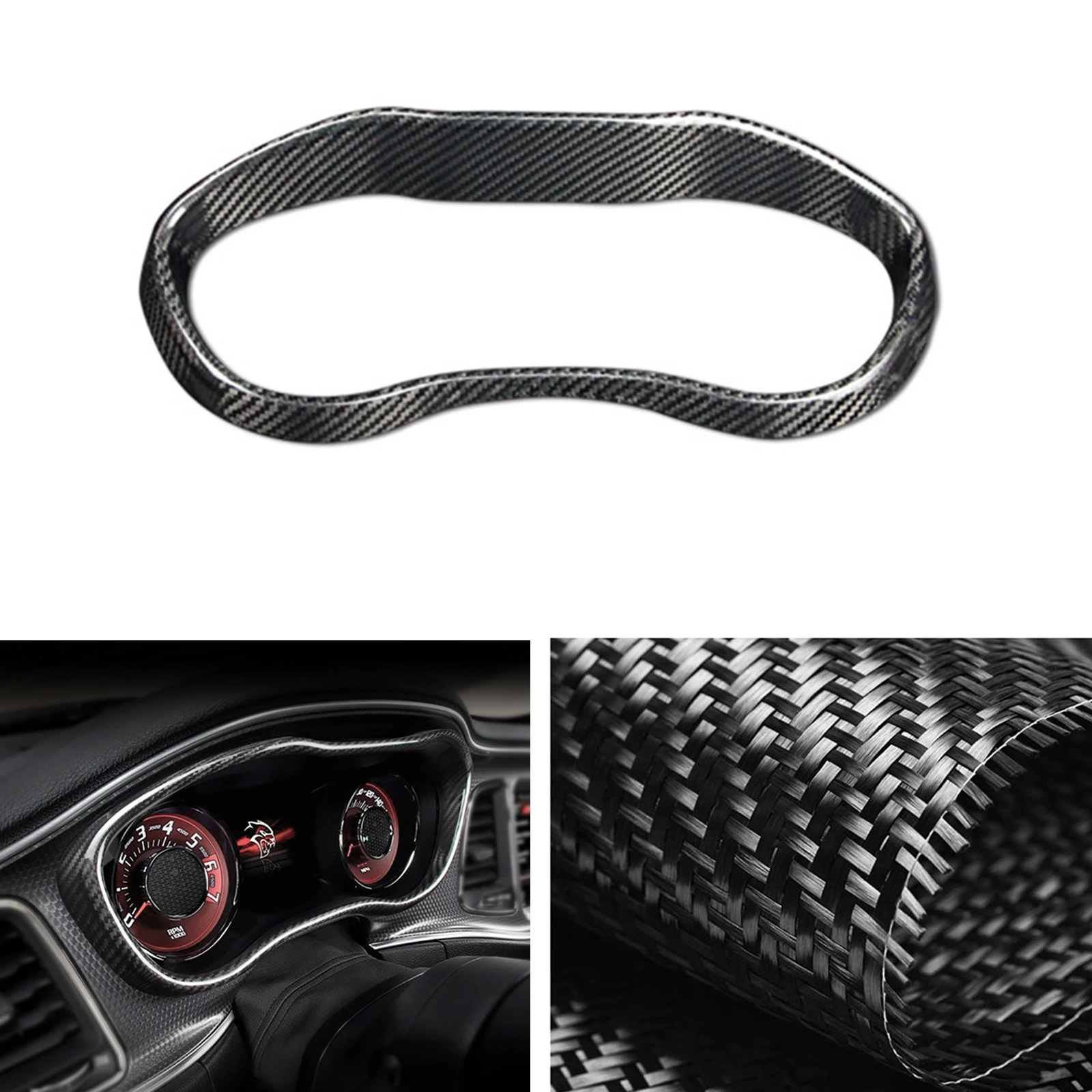 

Dashboard Frame Trim For Dodge Charger SRT 2015-2021 Car Carbon Fiber Dash Board Gauge Pod Panel Bezel Strip Decoration Sticker