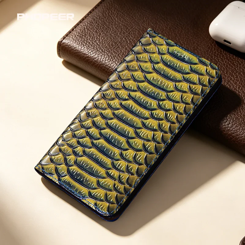 Фото Роскошный чехол из натуральной кожи для Huawei Magic 8 7 6 5 4 3 2 Pro X9C X9B Lite Ultra с узором в виде драконьей чешуи, флип-кейс №5