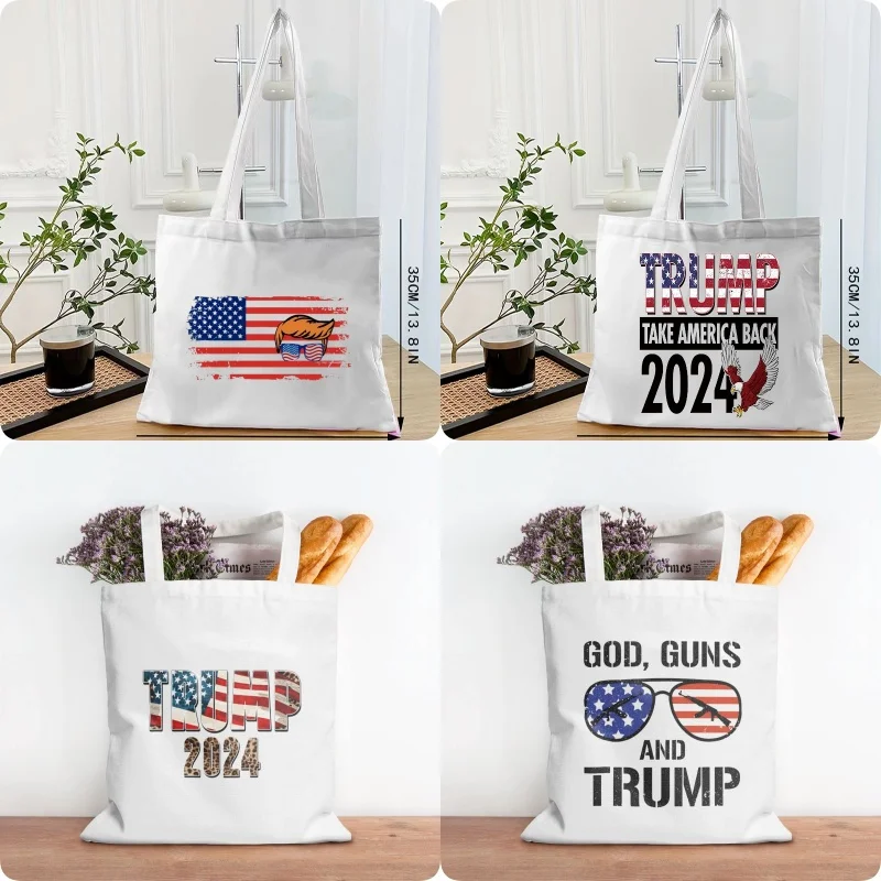 Экологичная Женская Большая Сумка Из Полиэстера С Изображением Трампа.