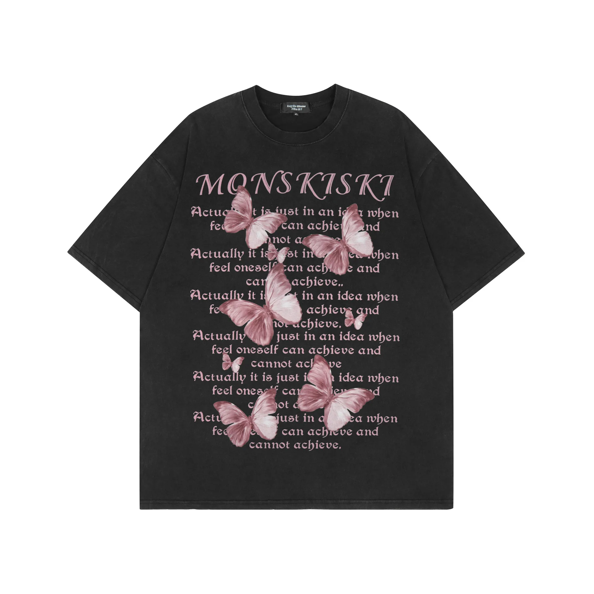 

2022 T Shirt for Men High Street Short Sleeve West Coast Washed Retro T-Shirt Hip Hop Butterfly Half Sleeve Men's Clothing Tops