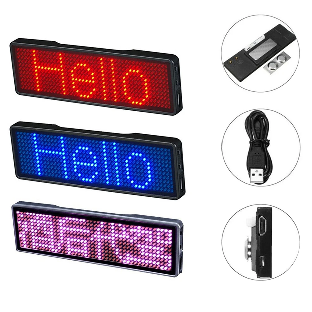 

LED Programmable Message Tags APP Controller Badge Board Car Accessories Information Lable Mobile Scrolling Name