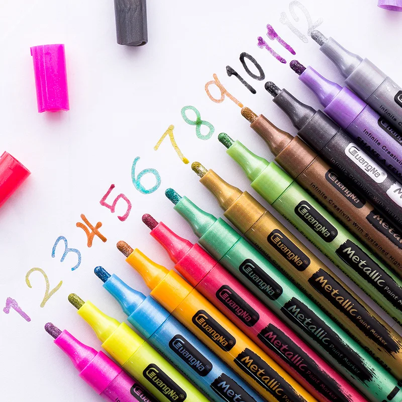 Guangna s535-12 color metal flash pen water-based marking art painting material graffiti hand account