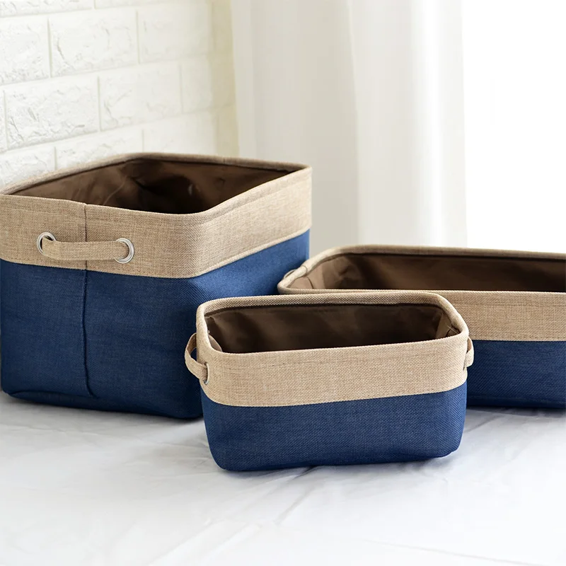 

linen storage basket desktop sundries storage box cosmetics snack basket remote control storage