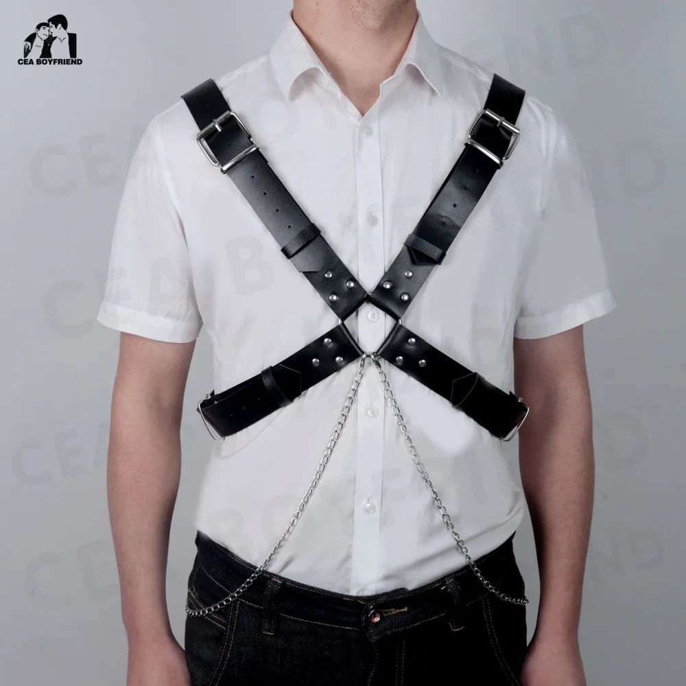 

Men's Faux Leather Harness O-ring Adjustable Design Punk Chest Straps Bondage Sexy Lingerie Nightclub Club Rave Gay Chest Strap