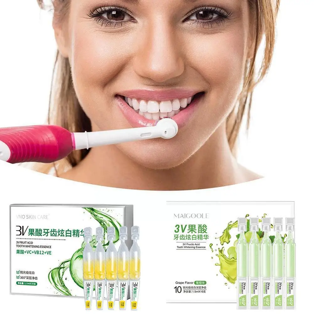 

10 * 1.5ml 3V Fruit Acid Teeth Whitening Essence Second Oral Toothpaste Disposable Toothpaste Hygiene Throw X3L6