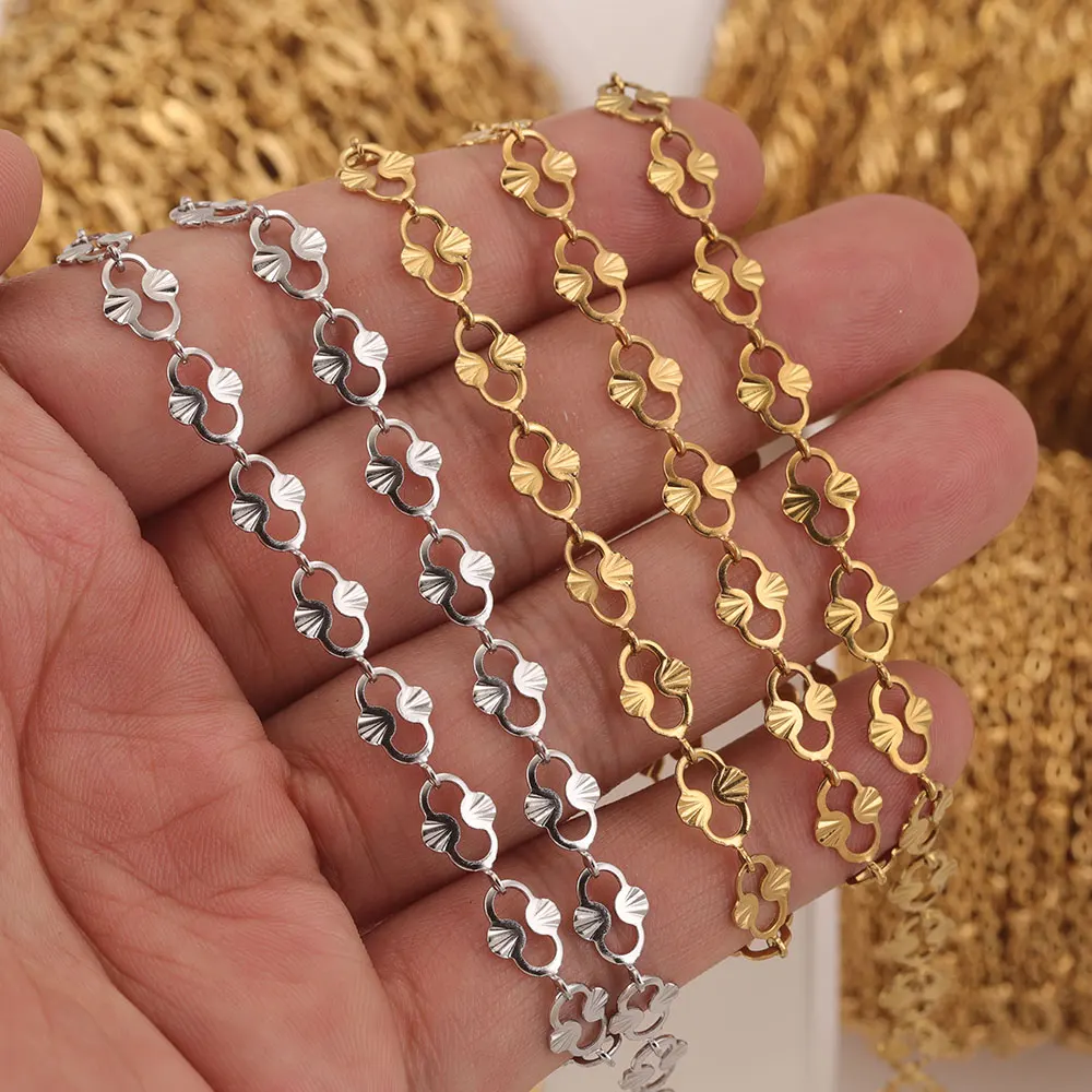 

1 Meter Stainless Steel Shell Rectangular Gold Plated Necklace Anklet Bracelet for DIY Craft Jewelry Making Supplies Wholesale
