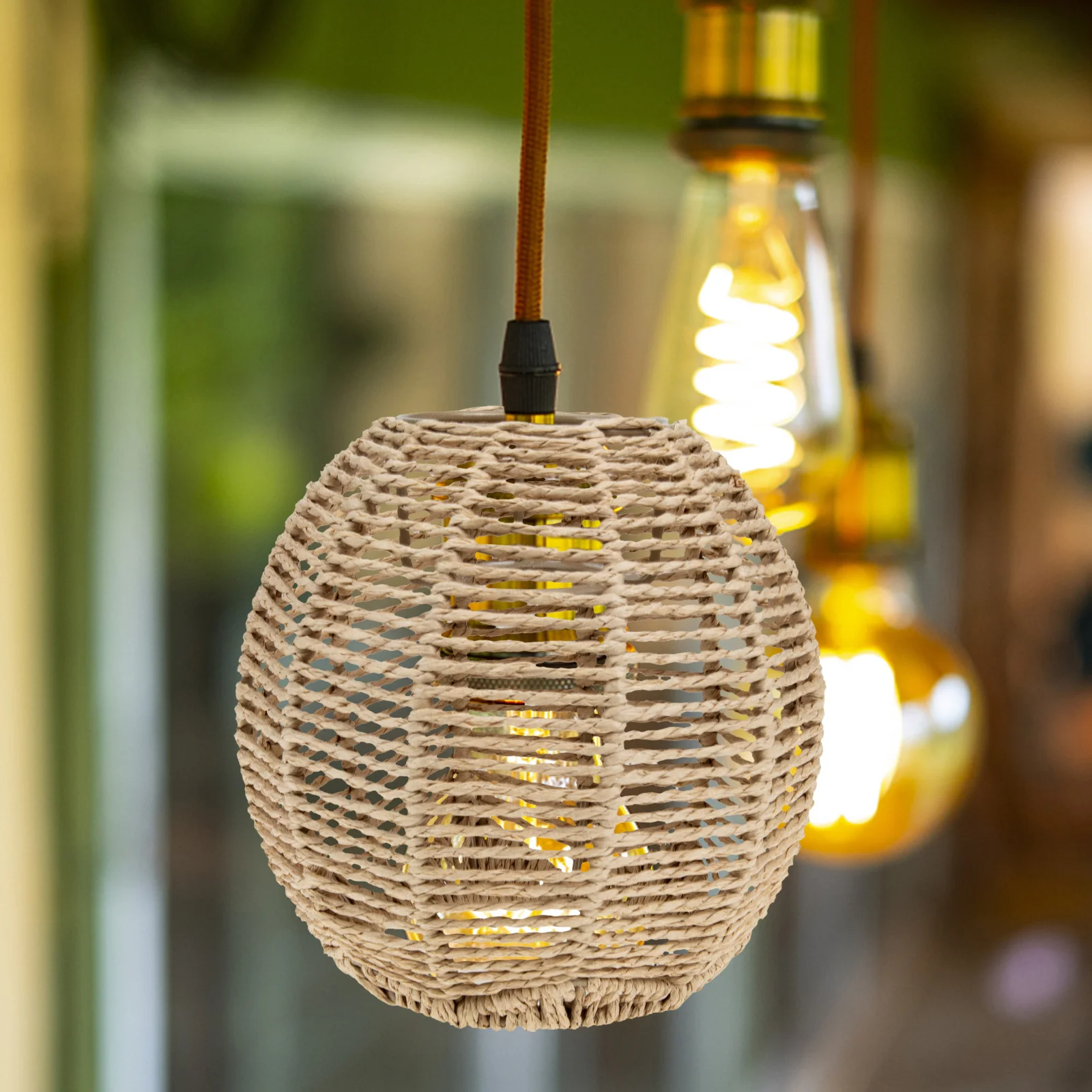 

2 Pcs Ceiling Lamp Cover Lampshade Hanging Artificial Rattan Imitation Rope Dining Room