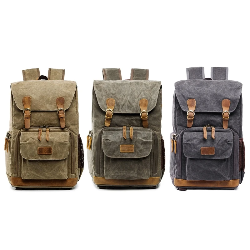 Vintage Men Women Camera Bags Batik Canvas Waterproof Photography Bag Outdoor Wear-resistant Large Camera Photo Backpack