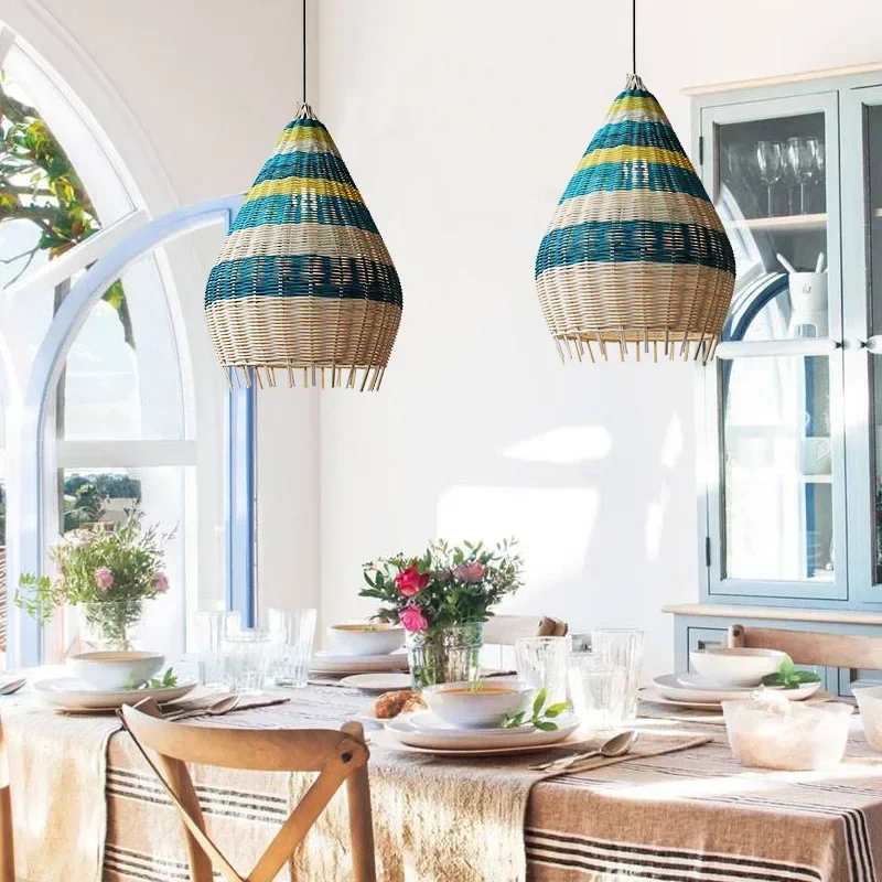 

Asian Style Rattan Pendant Lights For Living Room Bedroom Decoration Luminaires Dining Bar Homestay Vintage Handmade Chandeliers