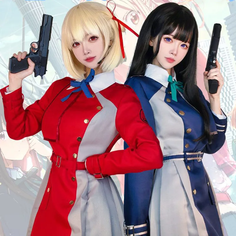 

Lycoris Recoil Nishikigi Chisato Cosplay Costume Anime Inoue Takina Wig Girl Uniform Dress Set Women Halloween Party Clothes