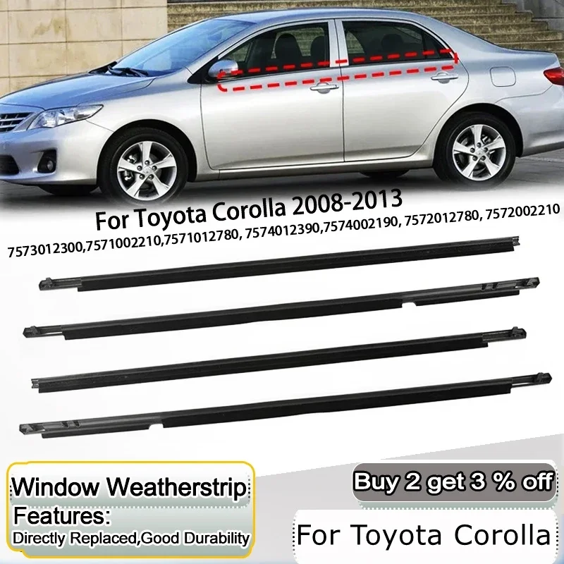 4 шт. уплотнитель для окна Toyota Corolla 2008-2013 передняя и задняя резиновая накладка