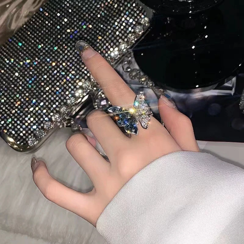 Fashion Butterfly Opening Adjustable ring for girls summer Beach Personalized Jewelry Party Friendship Ring Gifts Trendy