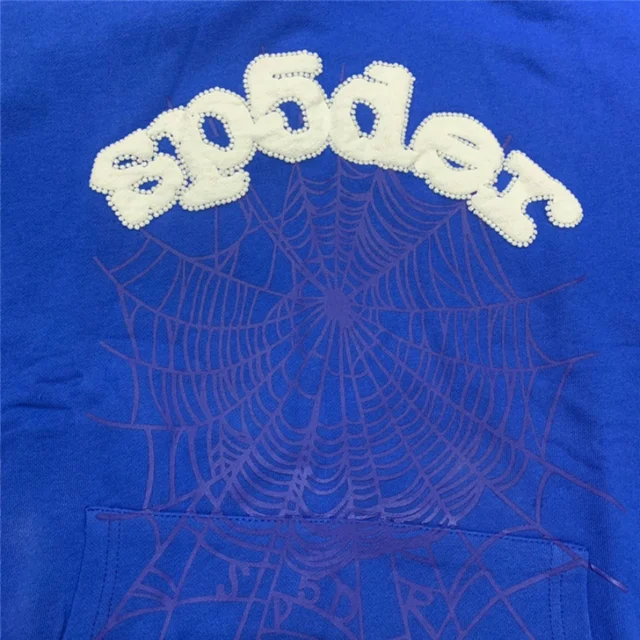 Blue Sp5der 555555 Hoodie Men Women Foam Printing Spider Web Hooded Young Thug Pullover 3