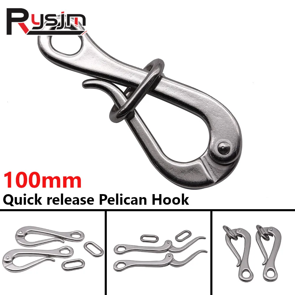 

HD Marine Boat Yacht Accessories 316 Stainless Steel Pelican Hook & Eye with Quick Release link Crane Hooks for Sailing 100mm