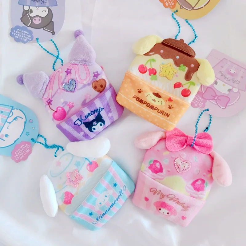 

Sanrio Girl Heart Cute Coin Purse Creative Kuromi My Melody Cinnamoroll Fruit Series Kawaii Plush Bag Earphone Storage Bag