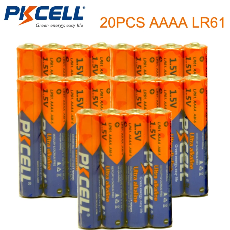 

20PCS PKCELL 1.5V Battery AAAA LR61 Alkaline Battery MN2500 E96 4A Dry&Primary Battery Batteries for stylus pen remote control