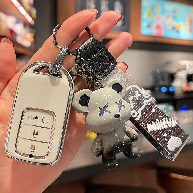 

TPU Car Remote Key Case Cover For Honda CRV CR-V Fit Civic Accord HR-V HRV City Vezel Odyssey XR-V Protector Holder Keychain