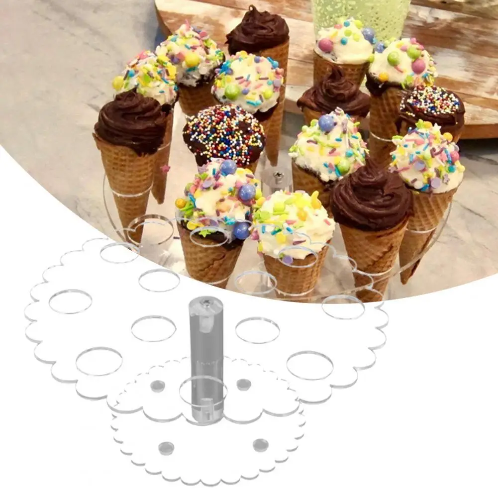 

Cake Tools 1 Set Ice Cream Cone 12 Holes Anti-Skid Acrylic Sushi Display Rack for Birthday Bakeware