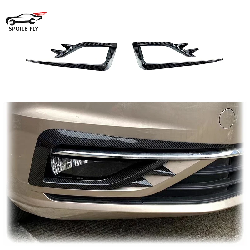 7 Mk7 7.5 Vii 2017-2019 Face Lift Front Bumper Fog Light Grille Cover Trim Wind Knife Razor Style Canards Kit