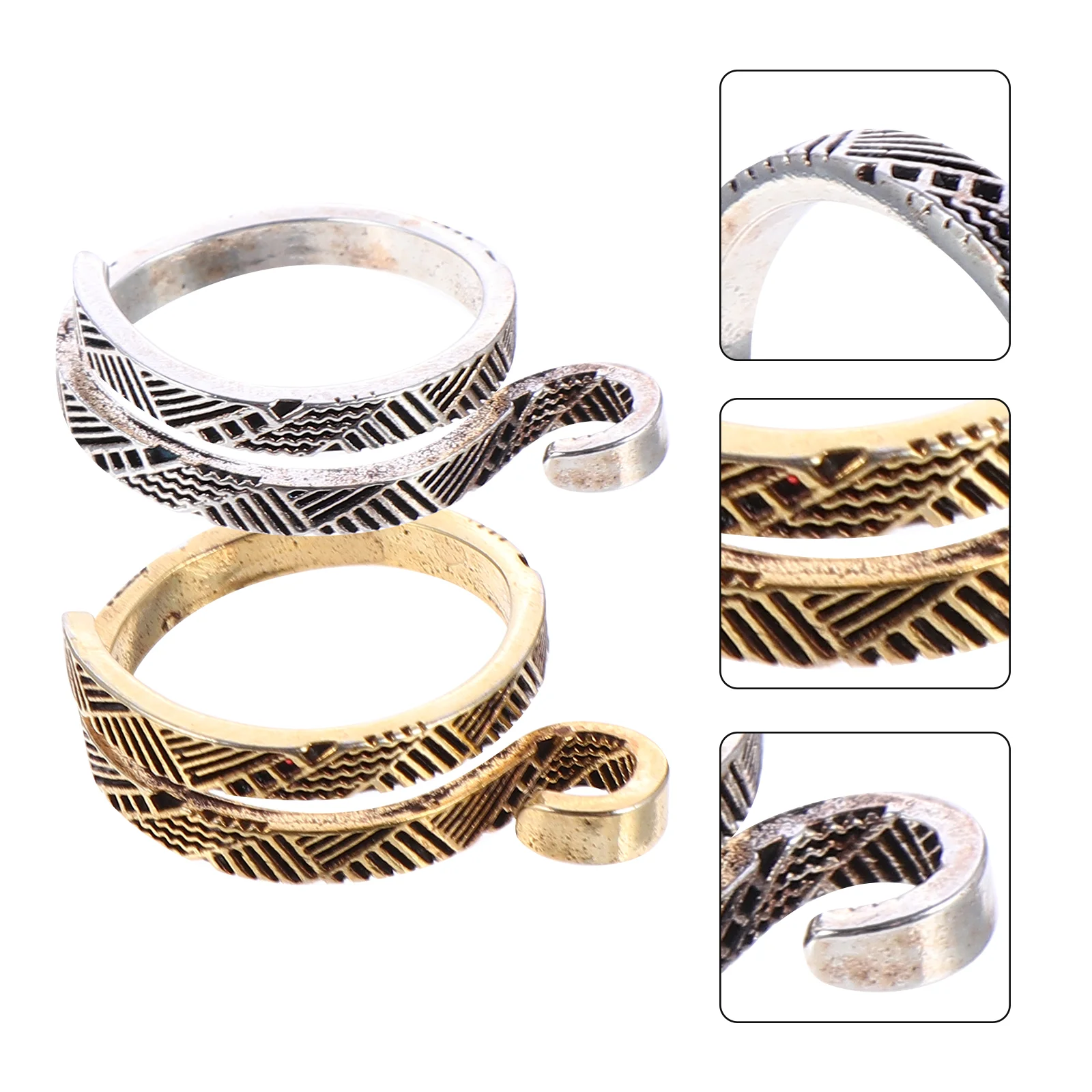 

2 Pcs Vintage Ornaments Diy Sewing Accessory Sliding Ring Crochet Yarn Guide Ring Quilting Open Finger Rings Wirding Thread Tool