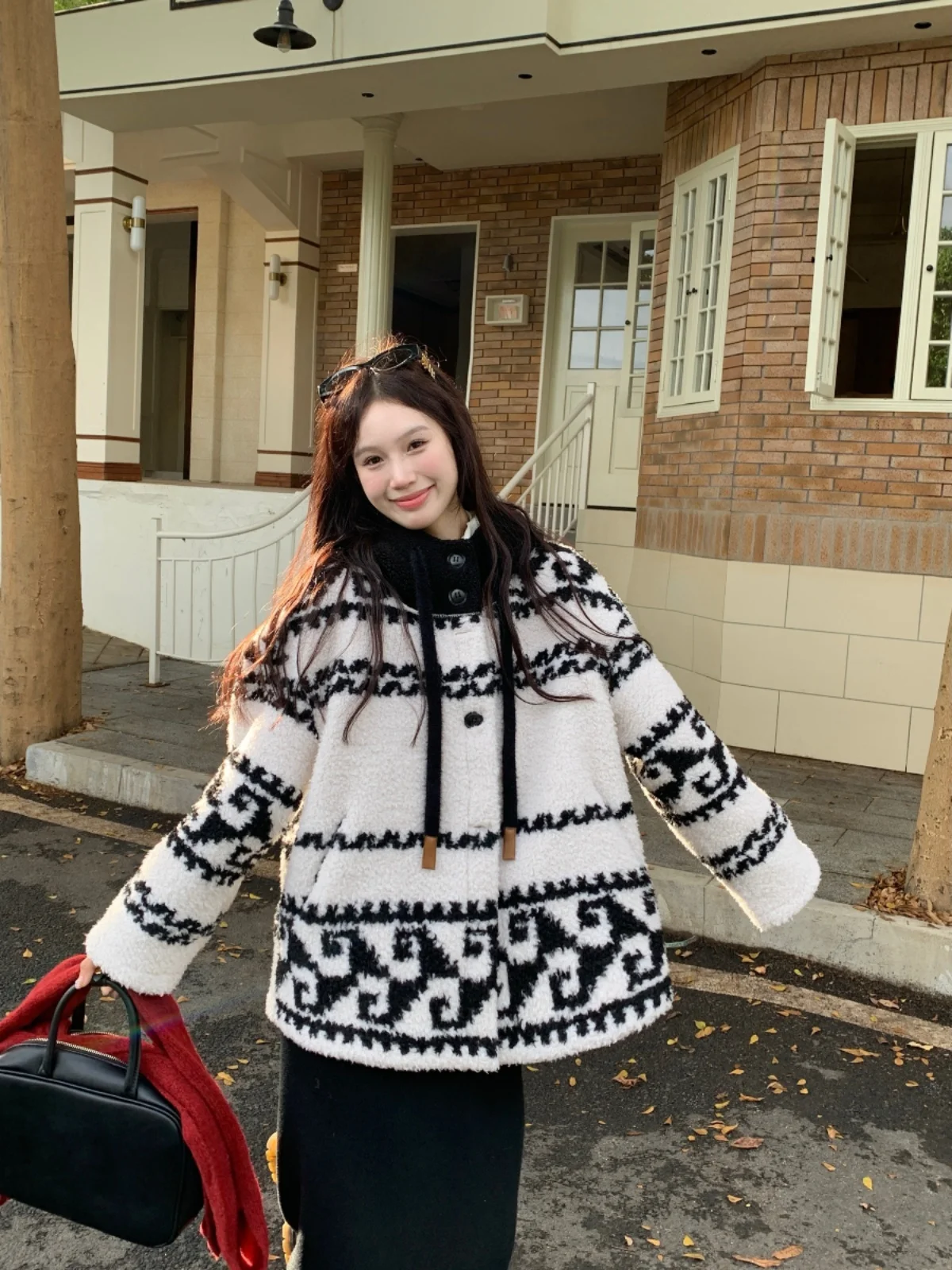 Меховая интегрированная верхняя одежда средней длины в стиле ретро женская зима