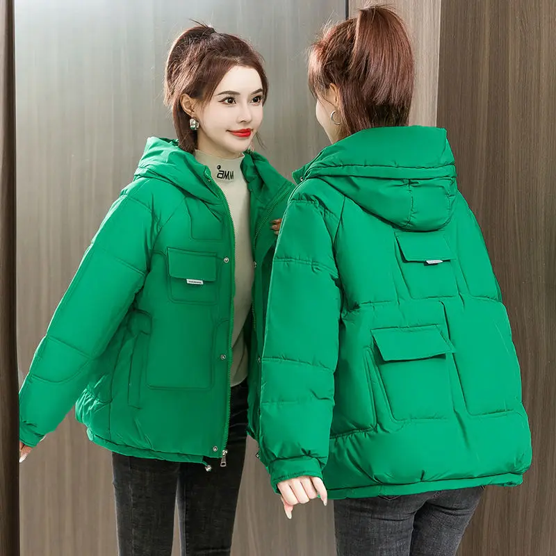 2023 New Women Down Cotton-Padded Jacket Winter Wear Versatile Loose Short Cotton-Padded Jacket Thickened Warm Cotton Coat