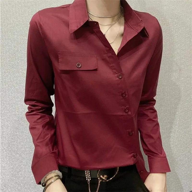 Европейские товары Женская Однотонная рубашка с длинным рукавом пальто