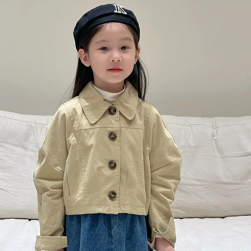 Новинка Осеннее цельное пальто для девочек свободная модная универсальная