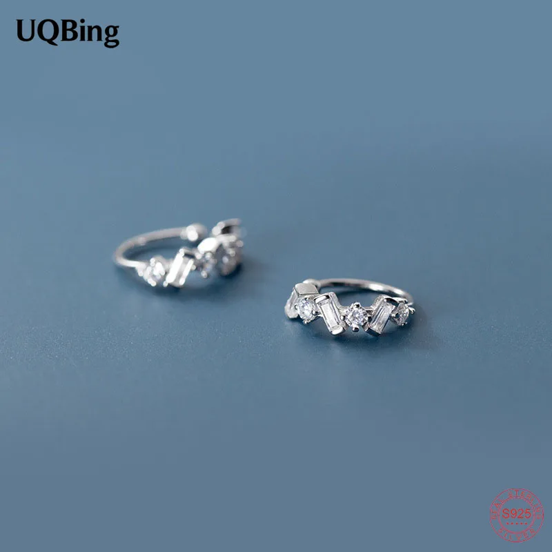 

Fashion 925 Sterling Silver Sweet Korean CZ Crystal Ear Clip Earrings For Women Fine Jewelry