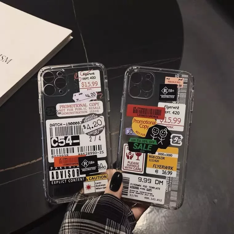 

Factory Direct Selling Fashion Silicone Cases for iphone 11 12 Pro xs Max 5 5S 6 6S 7 8 Plus X XR 12 Mini Clear Bar code label C