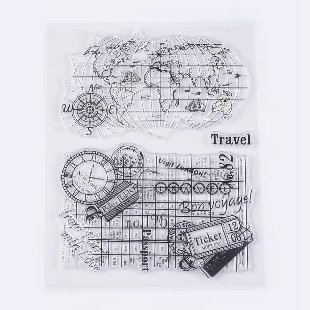 

1Sheet Silicone Stamps for DIY Scrapbooking Photo Album Decorative Cards Making World Map Clear 9~83x28~125mm
