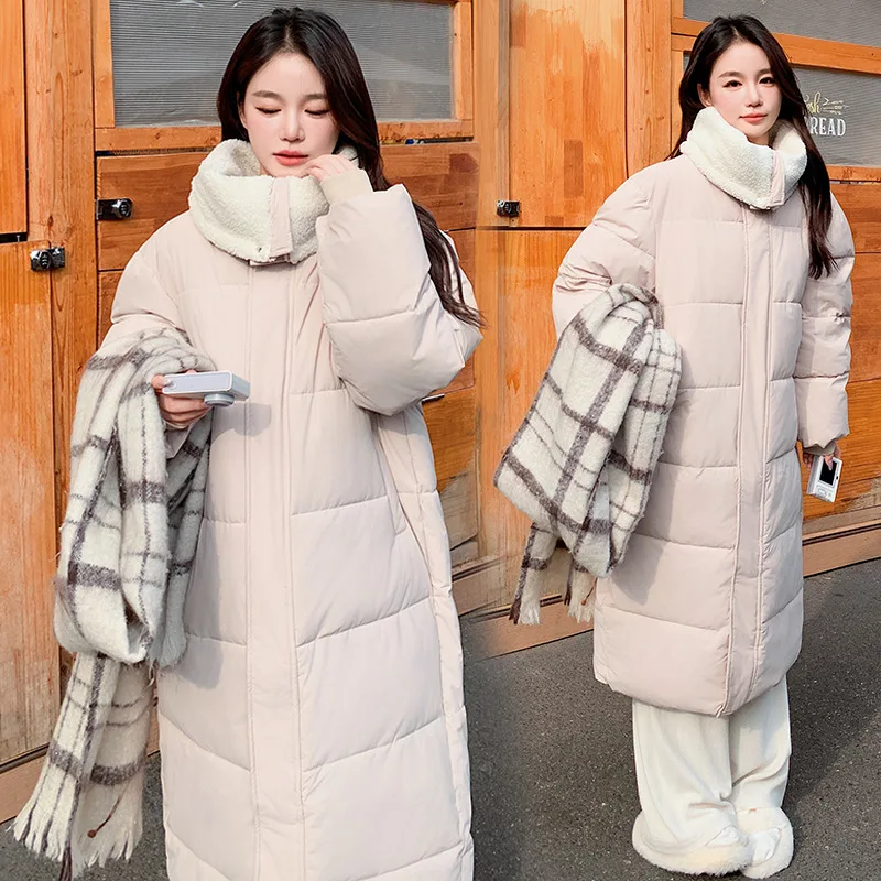 2024 Корейская куртка средней длины PinkyIsBlack с хлопковой подкладкой и большими