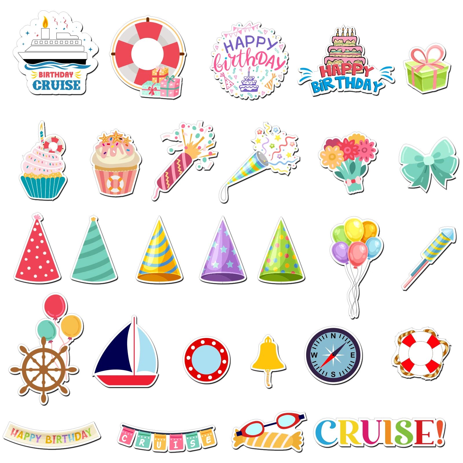 

28 Pcs Birthday Cruise Door Decorations Magnetic Happy Birthday Magnets Decorative Accessories for Cabin Door Refrigerator Car S
