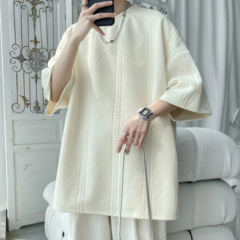 

Summer Short Sleeve T-shirt Men Fashion Retro Oversized T Shirt Men Streetwear Hip Hop Loose Round Neck Tshirt Mens Top M-3XL