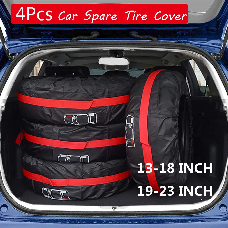 

1/4pcs Car Spare Tire Cover Case Polyester Auto Wheel Tire Storage Bags Vehicle Tyre Accessories Waterproof Dust-proof Protector