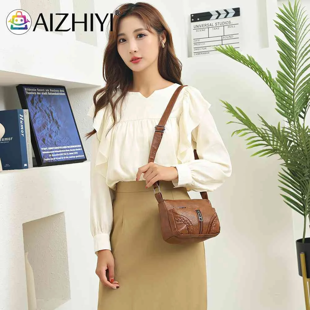 

Сумка на плечо Женская винтажная, саквояж кросс-боди из мягкой кожи, мессенджер, дизайнерский однотонный клатч для покупок в ретро стиле