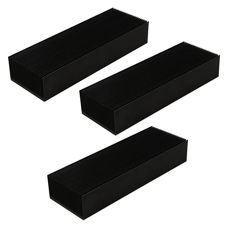 

3X Black Aluminum Radiator 200X69X36MM Dense 27 Tooth Heat Sink For Power Amplifier Heater