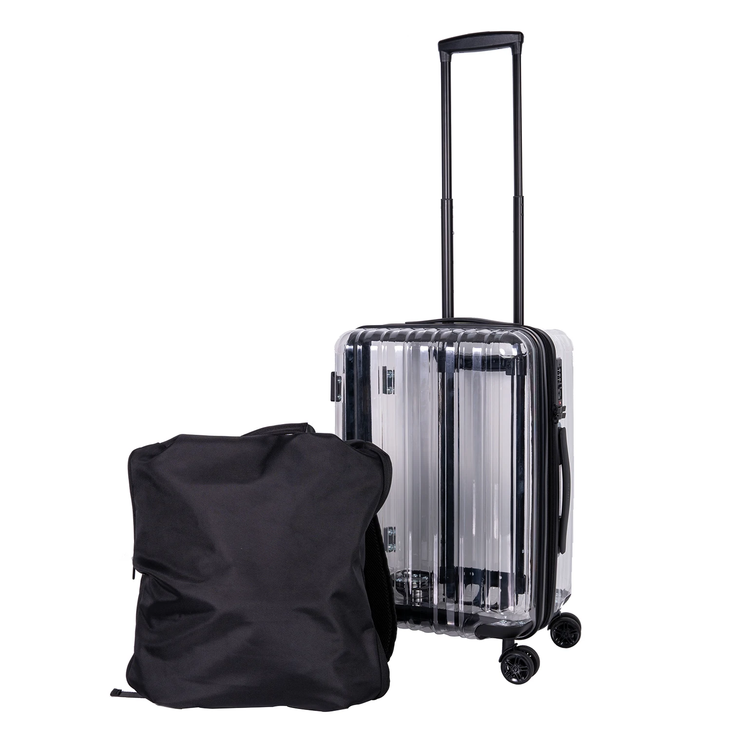 HONGYUE 20 Inch NewDesigns Stylish Personality Transparent Suitcase TSA Customs Lock Silent Universal Wheel Luggage