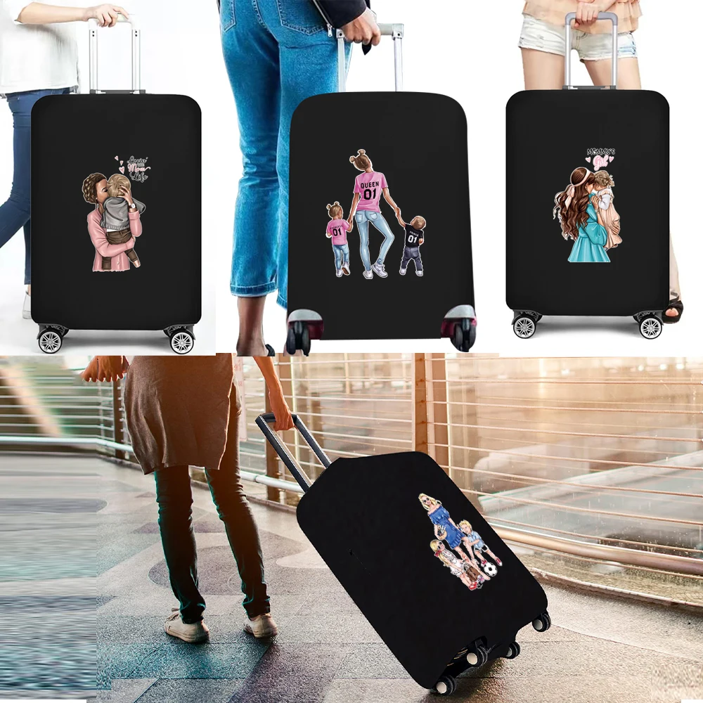 

2022 Travel Thick Elastic Protective Cover Solid Color Luggage Dust Cover Mom Pattern Printed Luggage Cover Travel Accessories