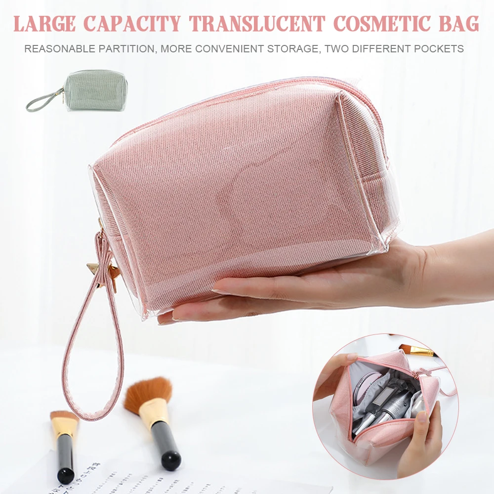 

Outdoor Girl Cosmetic Bags Women Portable Makeup Bag with Handle Strap Organizing Separate Compartments Storage Bag