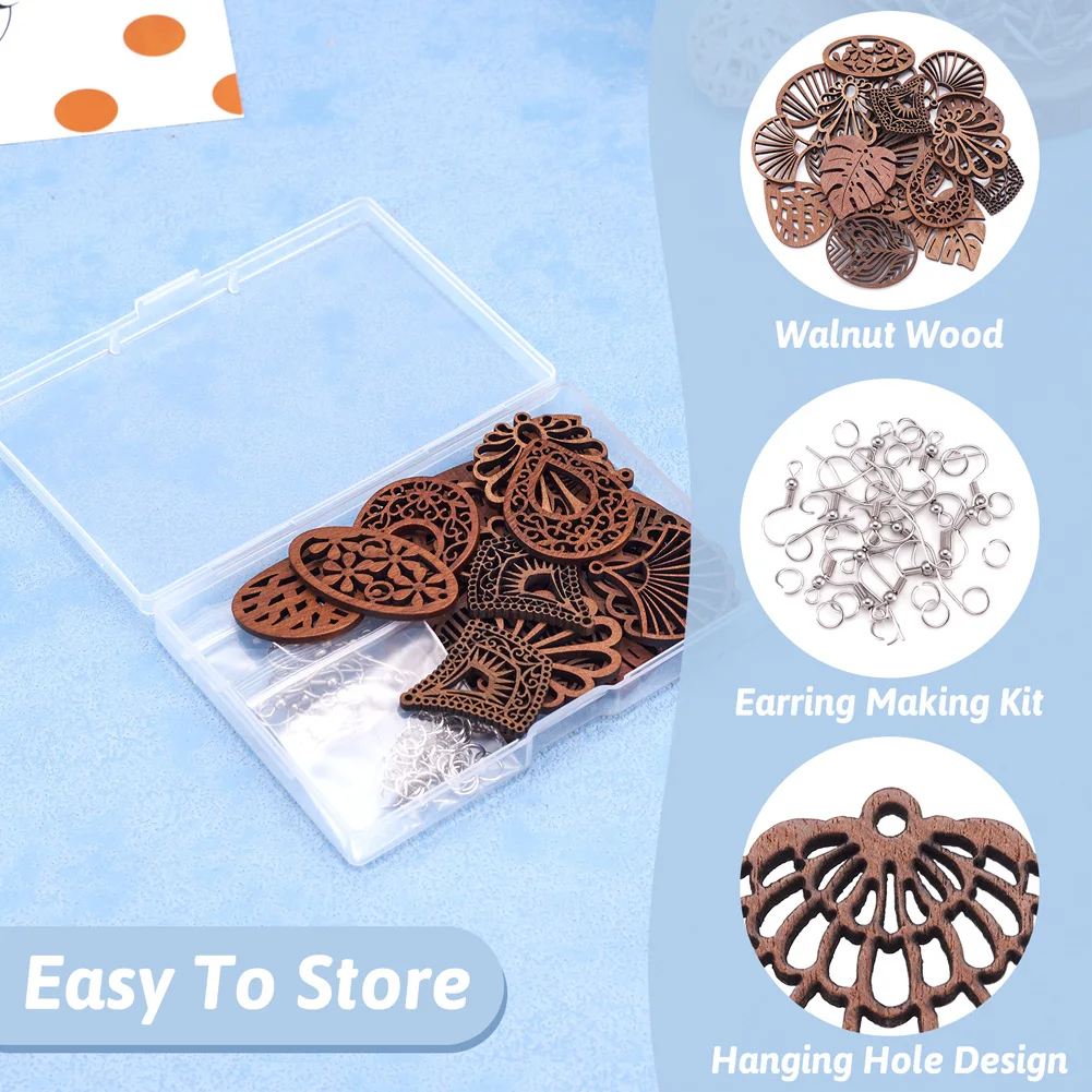 20 шт. винтажные подвески из ореховой древесины лазерной резки полые листья цветы