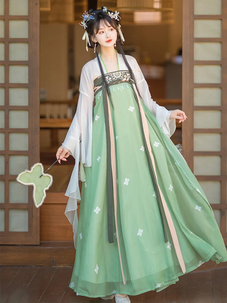 

Original Hanfu Women's Tang Dynasty Ancient Costume Chinese Style Cardigan Short Shirt Chest-length Skirt Fairy Elegant Summer