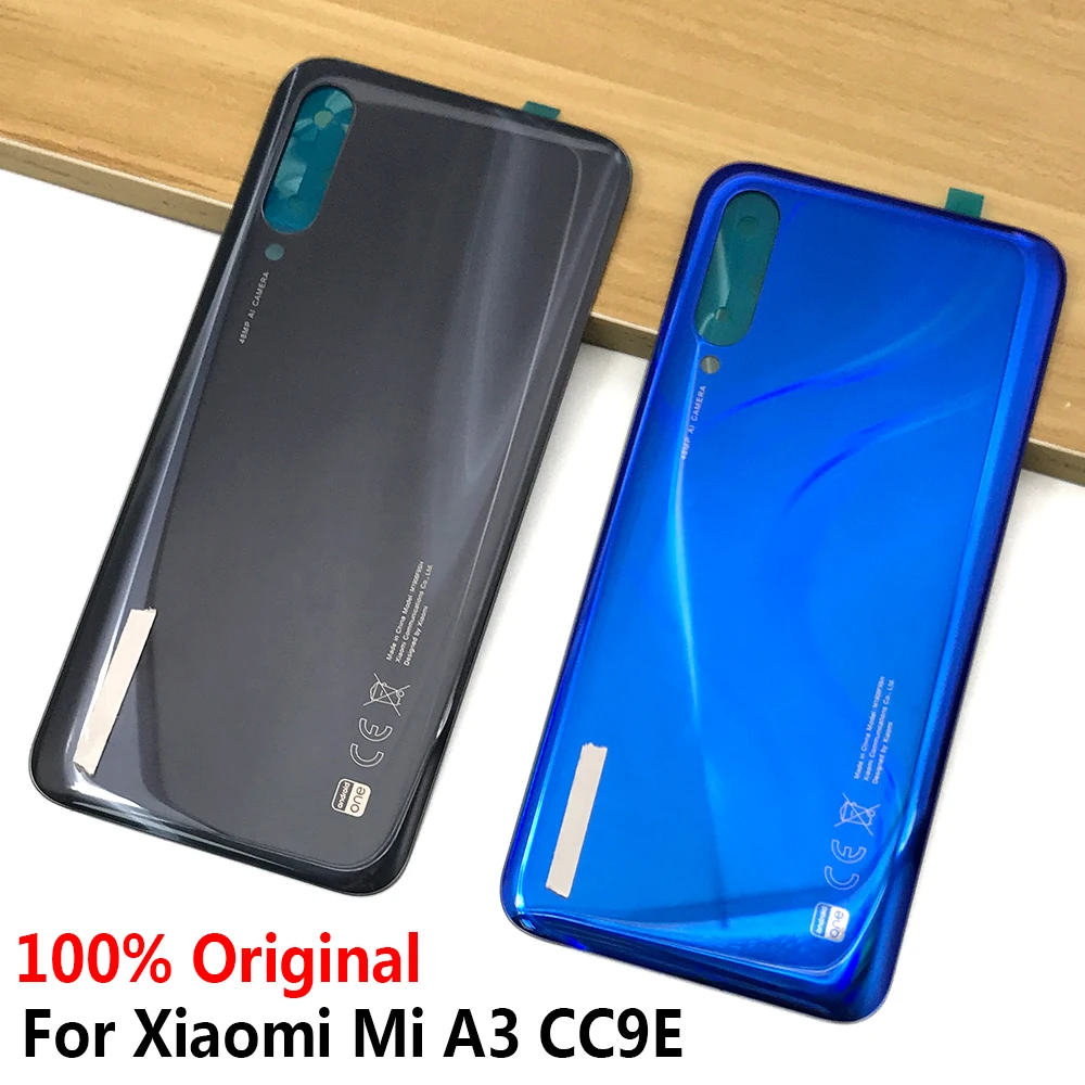 

100% Оригинальный Корпус для Xiaomi Mi A3, крышка аккумулятора, ремонт, Замена задней крышки, задняя крышка, крышка аккумулятора с клейким логотипо...