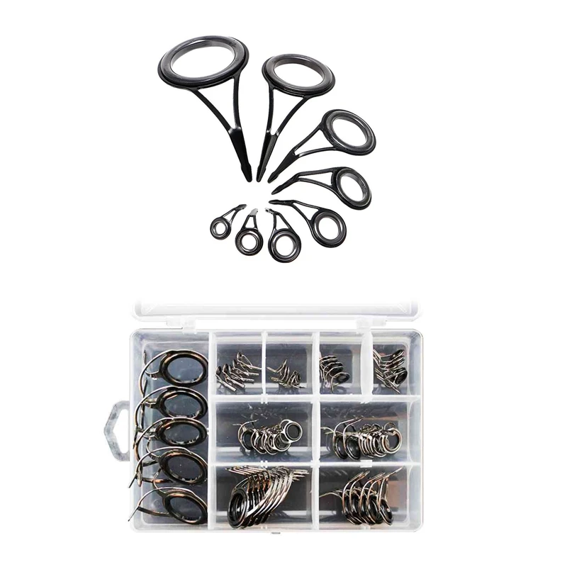 

8 Pcs Fishing Rod Guides Tip Fish 5-18Mm Dia Pole Line Rings Eyes Set Rings Frame & 40Pcs Fishing Rod Guides Tip 8 Sizes