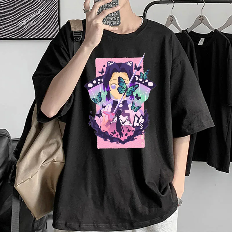 

Demon Slayer T-Shirts Men's Women Kimetsu No Yaiba Shinobu Kocho Tee Shirt Cotton Harajuku Y2K Men Clothing Anime Tops Summer