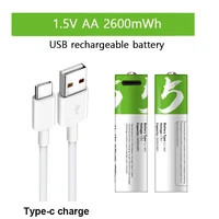 high capacity 1 5v aa 2600 mwh usb rechargeable li ion battery for for mouse toy clock remote control batterycable