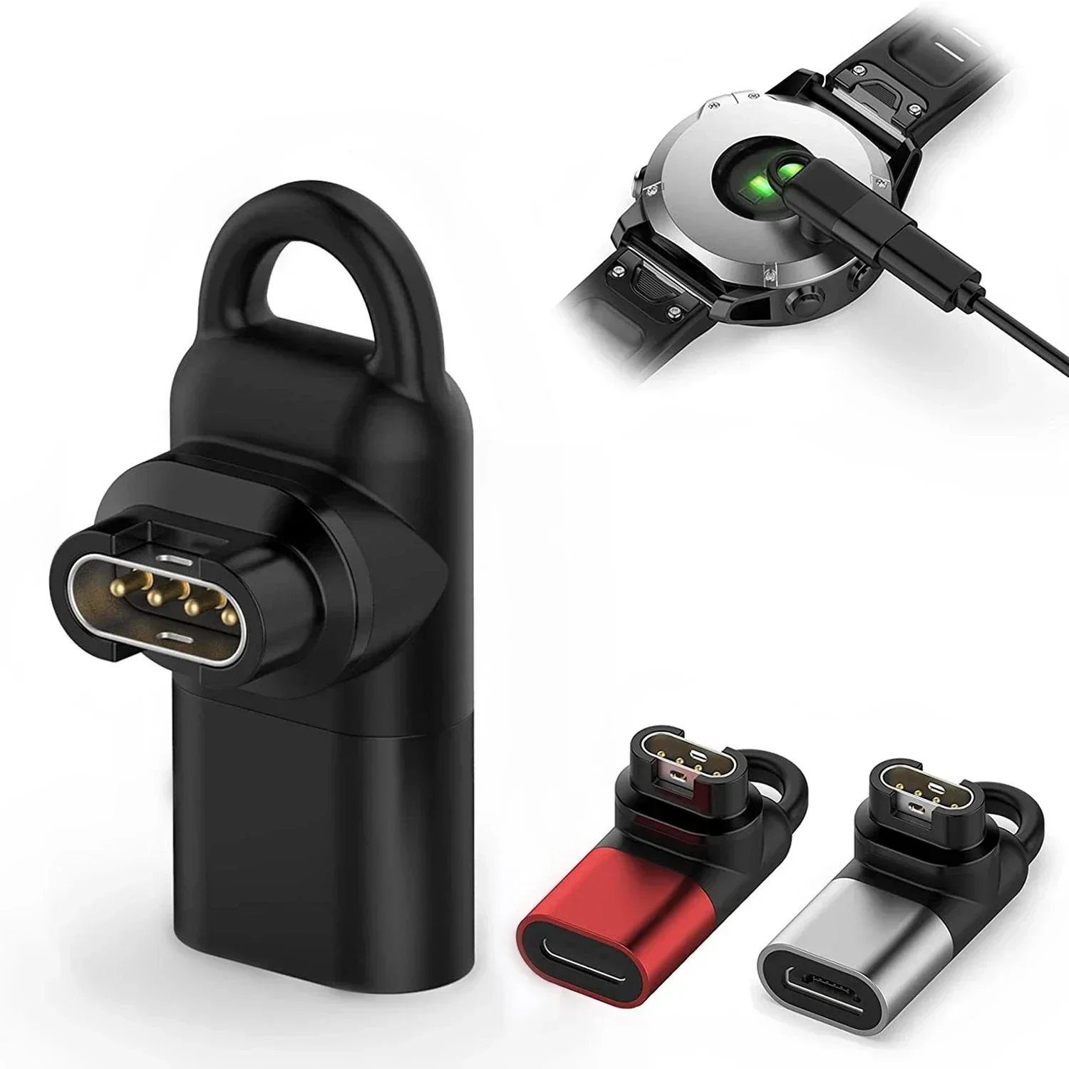 Фото Адаптер для зарядки Micro USB/Type-C/IOS, зарядное устройство, кабель-коннектор для умных часов Garmin Fenix 7/6/5, Instinct 2S, Venu 2 Plus №2
