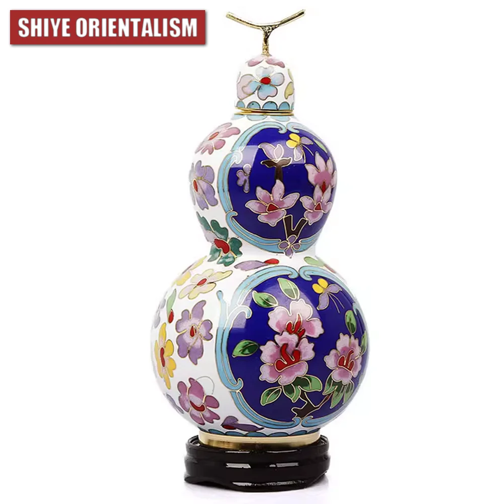 SHIYE ORIENTALISM Перегородчатая ваза в виде тыквы Пион Медный корпус Cloisonn é Эмаль Деловой подарок Орнамент Ручная работа H 16 D 9 мм (art.: 3920d2a38ff53) - 3920d2a38ff53
