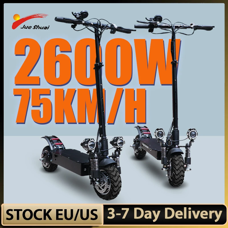 

48V 52V 2600W Electric Scooter Adults 75km/H Fast Speed 20Ah Lithium Battery 10 inch Off Road Tire Foldable Escooter for Adult